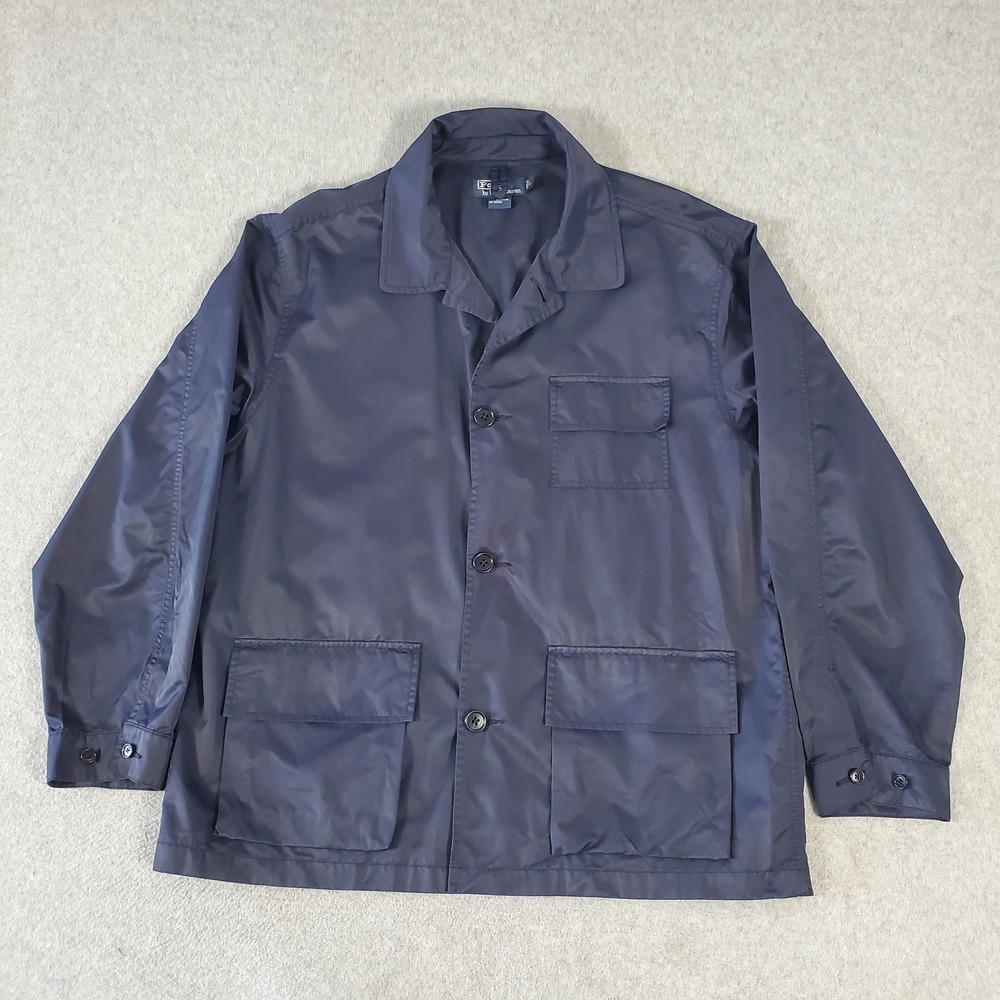 Vintage Polo Ralph Lauren Mens Large Blue Nylon Cotton Field Jacket Chore Coat